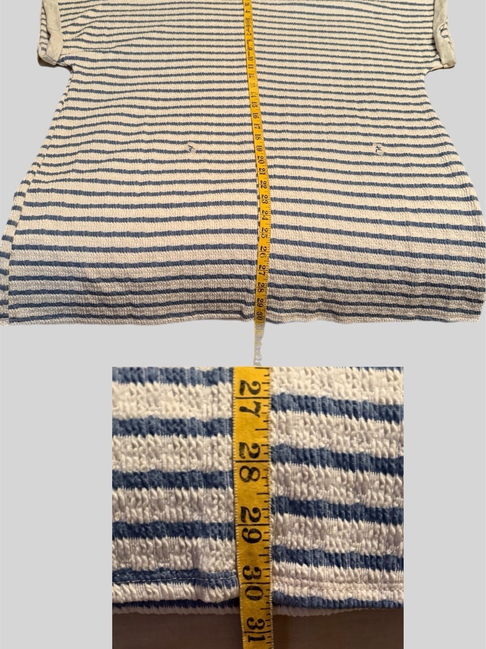 HEIMISH USA Jacquard Striped Top & Short SET in Cream/Blue 3X - Picture 7 of 17